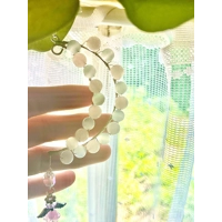 Rose Quartz & Selenite Moon Catcher - Angel & Star Crystal Whimsical Hanging Decor