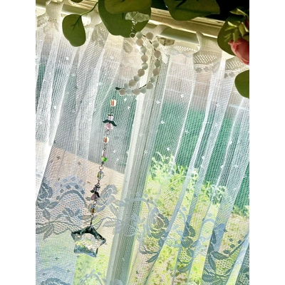 Rose Quartz & Selenite Moon Catcher - Angel & Star Crystal Whimsical Hanging Decor