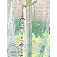 Rose Quartz & Selenite Moon Catcher - Angel & Star Crystal Whimsical Hanging Decor