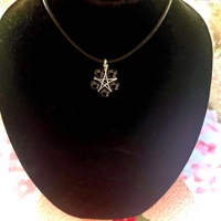 Mystic Obsidian Pentagram Choker – Black Leather & Silver-Plated Copper Wire ✨