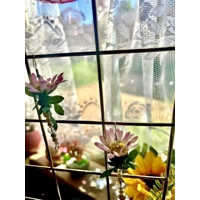 Enchanted Pink Daisy Earrings - Pearl Stem FAirycore Cottagecore Crystal Jewelry