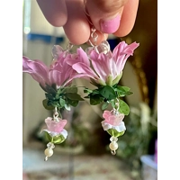 Magical Pink Daisy Fairy Earrings- Whimsygoth Butterfly & Crystal Flower Cottagecore Jewelry