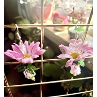 Magical Pink Daisy Fairy Earrings- Whimsygoth Butterfly & Crystal Flower Cottagecore Jewelry