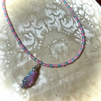 Cotton Candy Aura – Dyed Quartz & Rainbow Bead Necklace