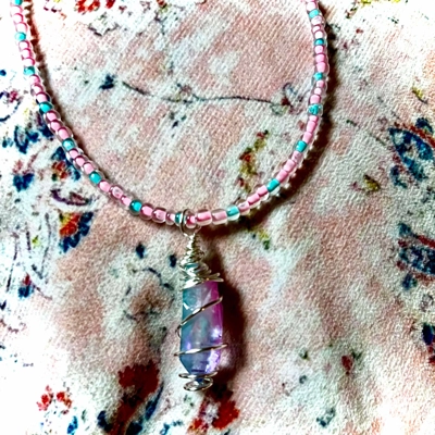 Cotton Candy Aura – Dyed Quartz & Rainbow Bead Necklace Cotton Candy Aura – Dyed Quartz & Rainbow Bead Necklace