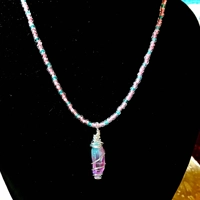 Cotton Candy Aura – Dyed Quartz & Rainbow Bead Necklace