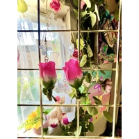 Whimsy Fairycore Necklace & Dangle Rose Earrings Set, Crystal Butterflies, Whimsical Floral Jewelry,