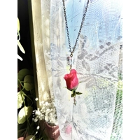 Whimsy Fairycore Necklace & Dangle Rose Earrings Set, Crystal Butterflies, Whimsical Floral Jewelry,