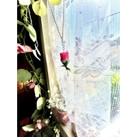 Whimsy Fairycore Necklace & Dangle Rose Earrings Set, Crystal Butterflies, Whimsical Floral Jewelry,