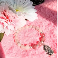 Rose Quartz and Strawberry Quartz with Lord Ganesha Charm Crystal healing Bracelet