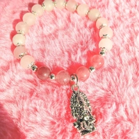 Rose Quartz and Strawberry Quartz with Lord Ganesha Charm Crystal healing Bracelet