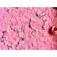 Celestial Silver Tube Bracelet Set - 925 Sterling Moon & Star Stretchy Bracelets