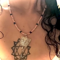 Lunar Prism – Square Quartz & Moon Charm Necklace