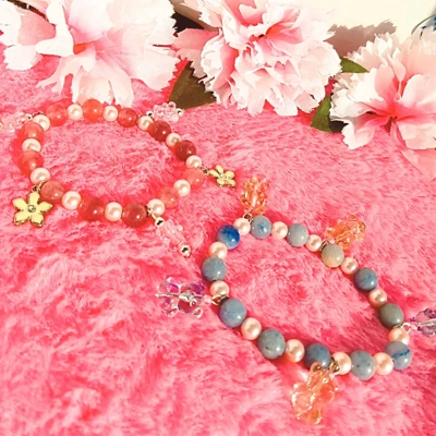 Strawberry Quartz and Blue Aventurine Natural Stone Crysta..