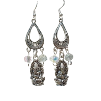 Lord Ganesha Dangle Earrings with Czech Crystal
