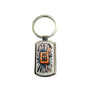 Chrome Metal Keyring Dad
