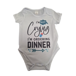 White Babygro I'm Not Crying, available in 4 sizes