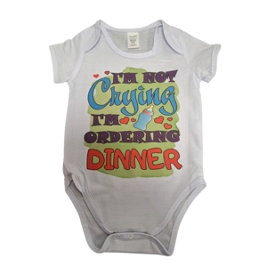 White Babygro I'm Not Crying, available in 4 sizes