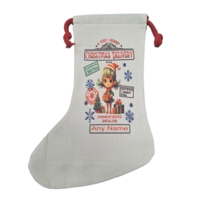 Custom Printed Christmas Stocking  Boy or Girl Elf Any Name