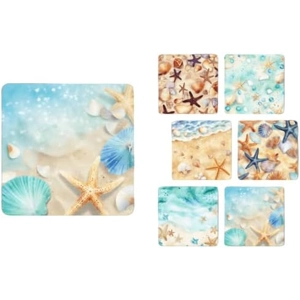 Set of 6 Beach Square MDF Coaster - Set-22