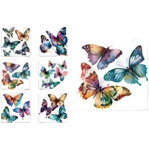 Set of 6 Butterfly Square MDF Coaster - Set-14