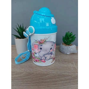 Custom Printed Personalised Kids Blue Cap 400ml Water Bottle