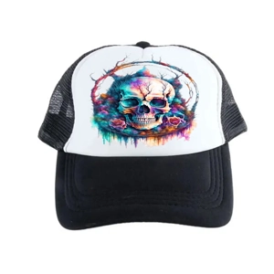Black Baseball Cap with Cool Air Back -  Skull