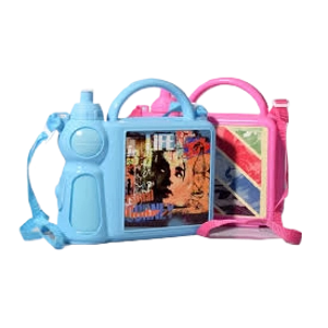 Lunchbox - Plastic - Water Bottle and Handle - Pink or Blue Any Image/Any Text