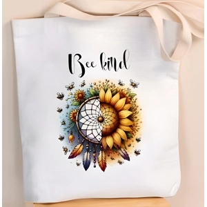 Custom Printed Bee Kind White Tote Bag
