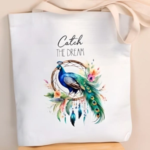Custom Printed Catch The Dream White Tote Bag