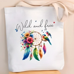 Custom Printed Wild and Free White Tote Bag Custom Printed Wild and Free White Tote Bag