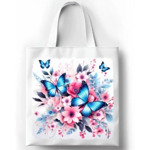 Custom Printed Butterflies White Tote Bag