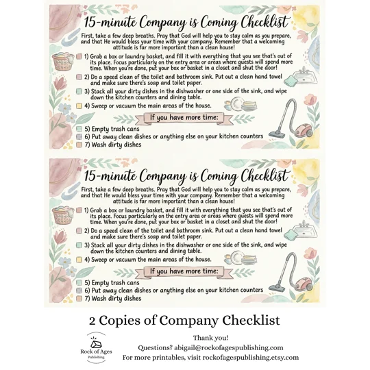 Company is Coming Checklist