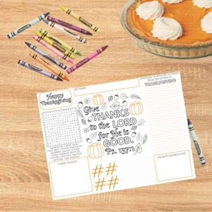 Thanksgiving Activity Placemat - thanksgiving activities for children