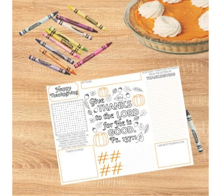 Thanksgiving Activity Placemat - thanksgiving activities for children