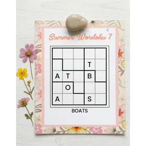 Printable Summer Wordoku Puzzles | Floral Homeschool Activity | Word Sudoku | 10 pages with answers