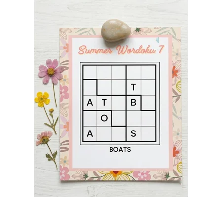 Printable Summer Wordoku Puzzles | Floral Homeschool Activity | Word Sudoku | 10 pages with answers