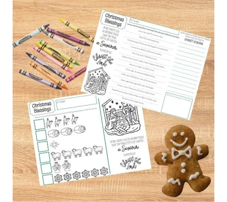 Christmas Activity Placemat - activities for children and adults featuring Christmas hymns and color