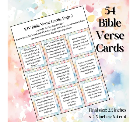 Printable Bible Verse Cards - 54 KJV Scriptures to post around your home and hide in your heart! Wat