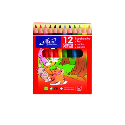 สีไม้ 12 สี แท่งสั้น ELFEN สีไม้ 12 สี แท่งสั้น ELFEN
