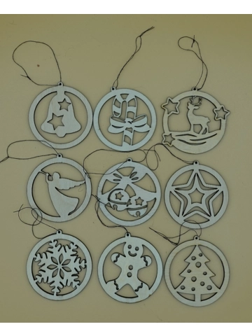 Laser cut, Hanging Christmas decorations set of 9