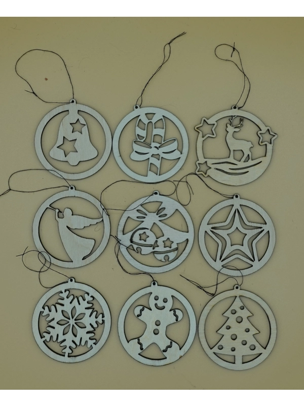 Laser cut, Hanging Christmas decorations set of 9