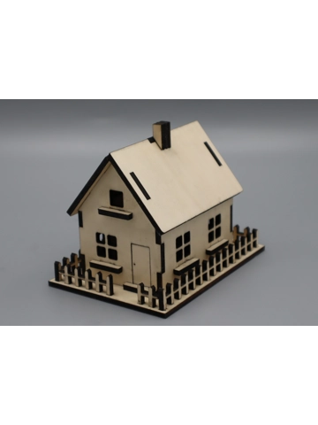 Wooden House with Picket Fence + Tea Light