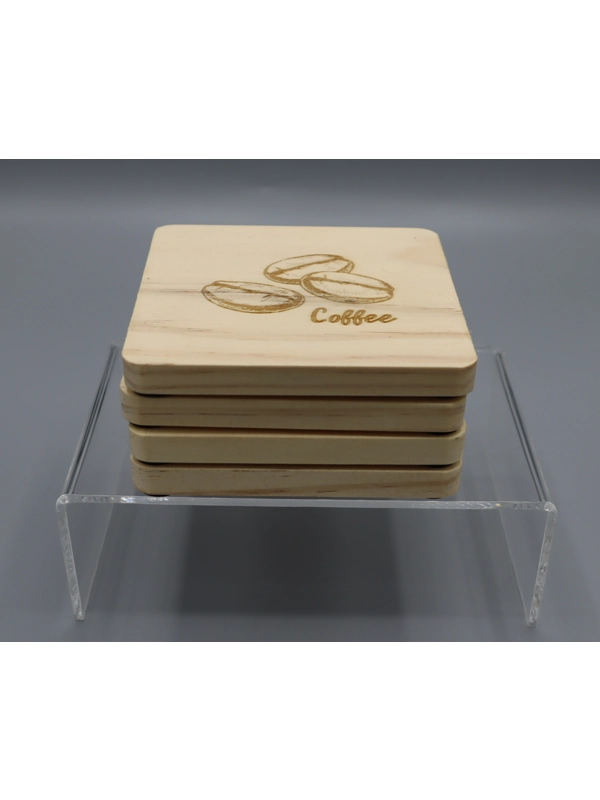 Pine wood Coasters set of 4 design 2