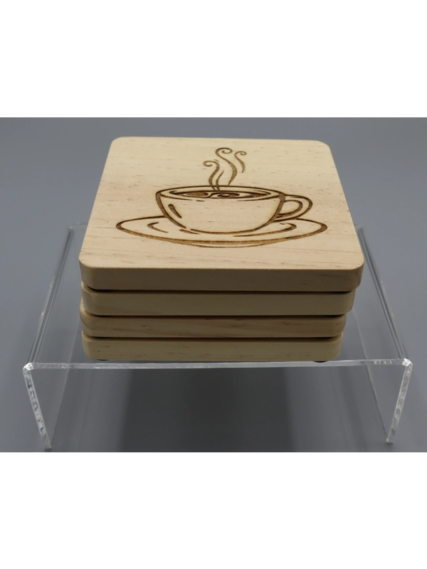 Pine wood Coasters set of 4 design 4