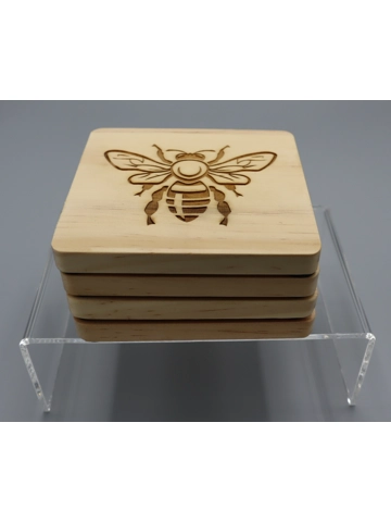 Pine wood Coasters set of 4 design 5