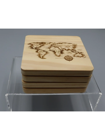 Pine wood Coasters set of 4 design 6
