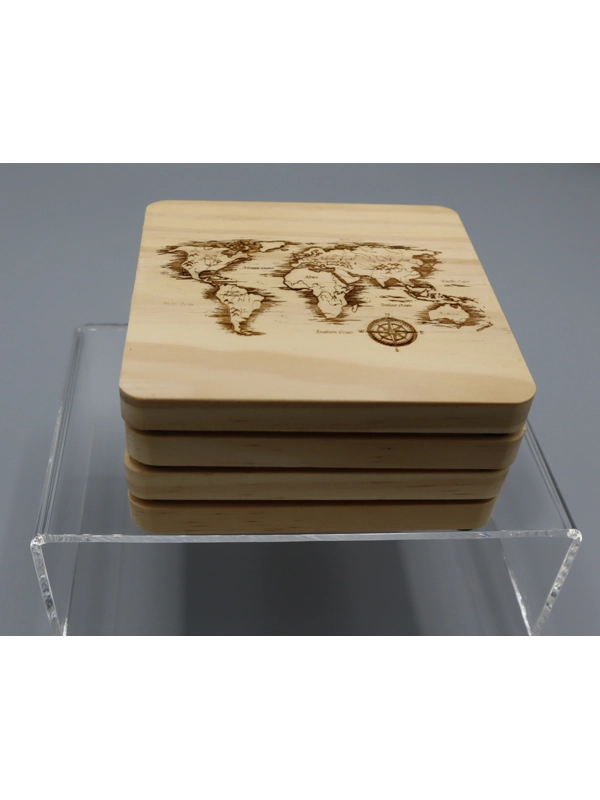 Pine wood Coasters set of 4 design 6