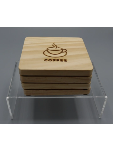Pine wood Coasters set of 4 design 7