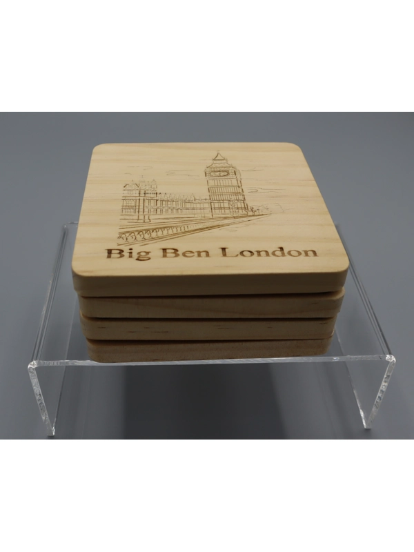 Pine wood Coasters set of 4 design 9